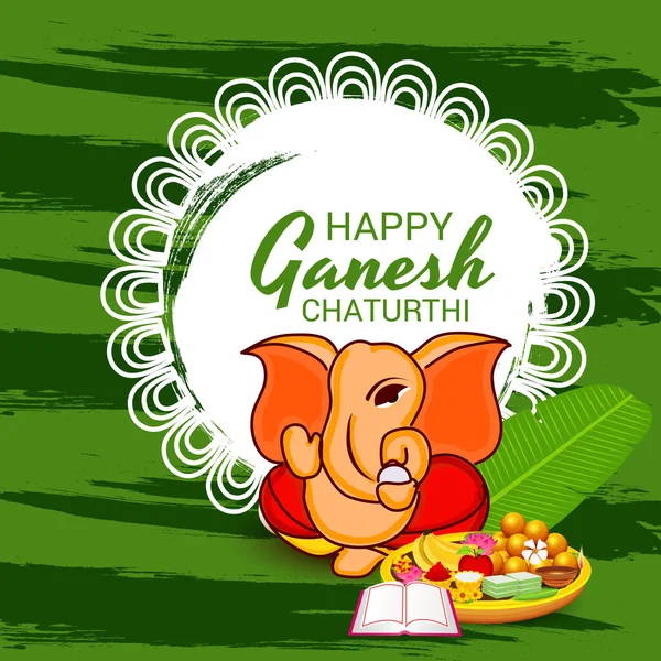 Vector Illustratie Voor Traditioneel Indiaas Festival Vier Happy Ganesh Chaturthi — Stockvector