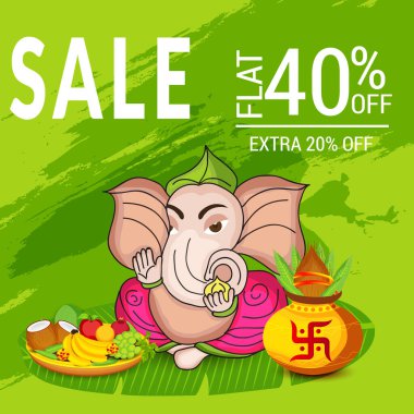 Geleneksel Hint Festivali için vektör illüstrasyonu Mutlu Ganesh Chaturthi 'yi kutlayın. Metin Boşluğu Arkaplanı.