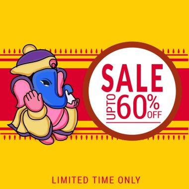 Geleneksel Hint Festivali için vektör illüstrasyonu Mutlu Ganesh Chaturthi 'yi kutlayın. Metin Boşluğu Arkaplanı.