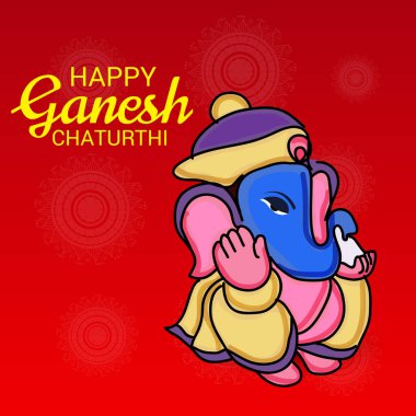 Geleneksel Hint Festivali için vektör illüstrasyonu Mutlu Ganesh Chaturthi 'yi kutlayın. Metin Boşluğu Arkaplanı.