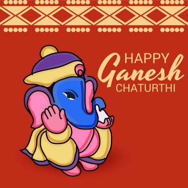 Geleneksel Hint Festivali için vektör illüstrasyonu Mutlu Ganesh Chaturthi 'yi kutlayın. Metin Boşluğu Arkaplanı.
