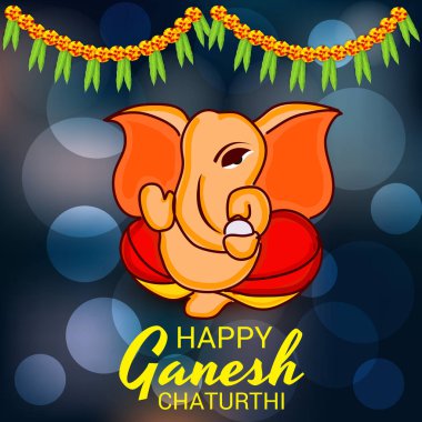Geleneksel Hint Festivali için vektör illüstrasyonu Mutlu Ganesh Chaturthi 'yi kutlayın. Metin Boşluğu Arkaplanı.