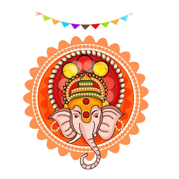 Illustrazione Vettoriale Festival Tradizionale Indiano Celebrare Happy Ganesh Chaturthi Testo — Vettoriale Stock