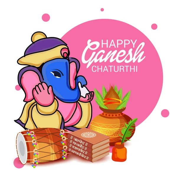 Vektorillustration För Traditionell Indian Festival Fira Happy Ganesh Chaturthi Sammanfattning — Stock vektor