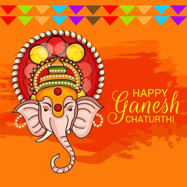 Vektor Illusztráció Hagyományos Indiai Fesztivál Ünnepelje Boldog Ganesh Chaturthi Absztrakt — Stock Vector