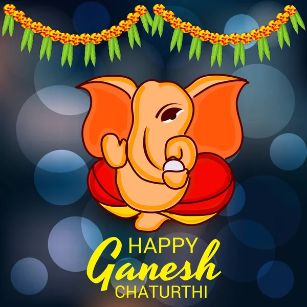 Vektor Illusztráció Hagyományos Indiai Fesztivál Ünnepelje Boldog Ganesh Chaturthi Absztrakt — Stock Vector