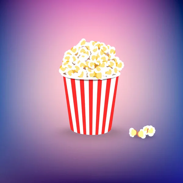 Karton miskę popcorn na kolorowe tło. Ilustracja płaskie — Zdjęcie stockowe