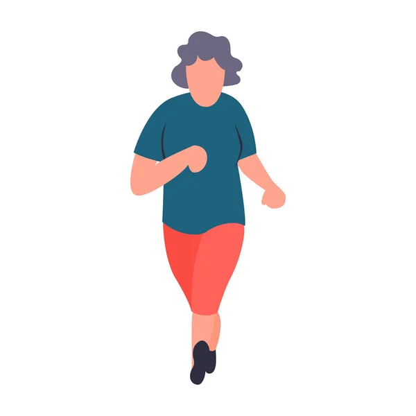 Une sportive sénior qui court. Vieille femme faisant du jogging. Loisirs et loisirs concept d'activités seniors. Dessin animé personnage vecteur féminin âgé . — Image vectorielle