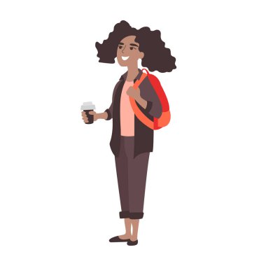 Genç kız lise öğrencisi kopma. Afro-Amerikan üniversite öğrencisi ile kahve. Yeni okul veya üniversitede ilk gün. Tatil sırasında takılıyor bir genç kız