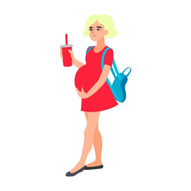 Unhappy teen girl pregnant and worried about her future. Pregnant young woman feeling sick. Problem of teenage pregnancy concept. clipart