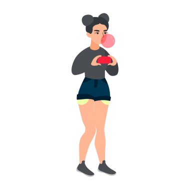 Balon üfleme genç kız portresi