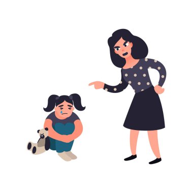 Üzgün Ağlayan kızını cezalandırmak anne