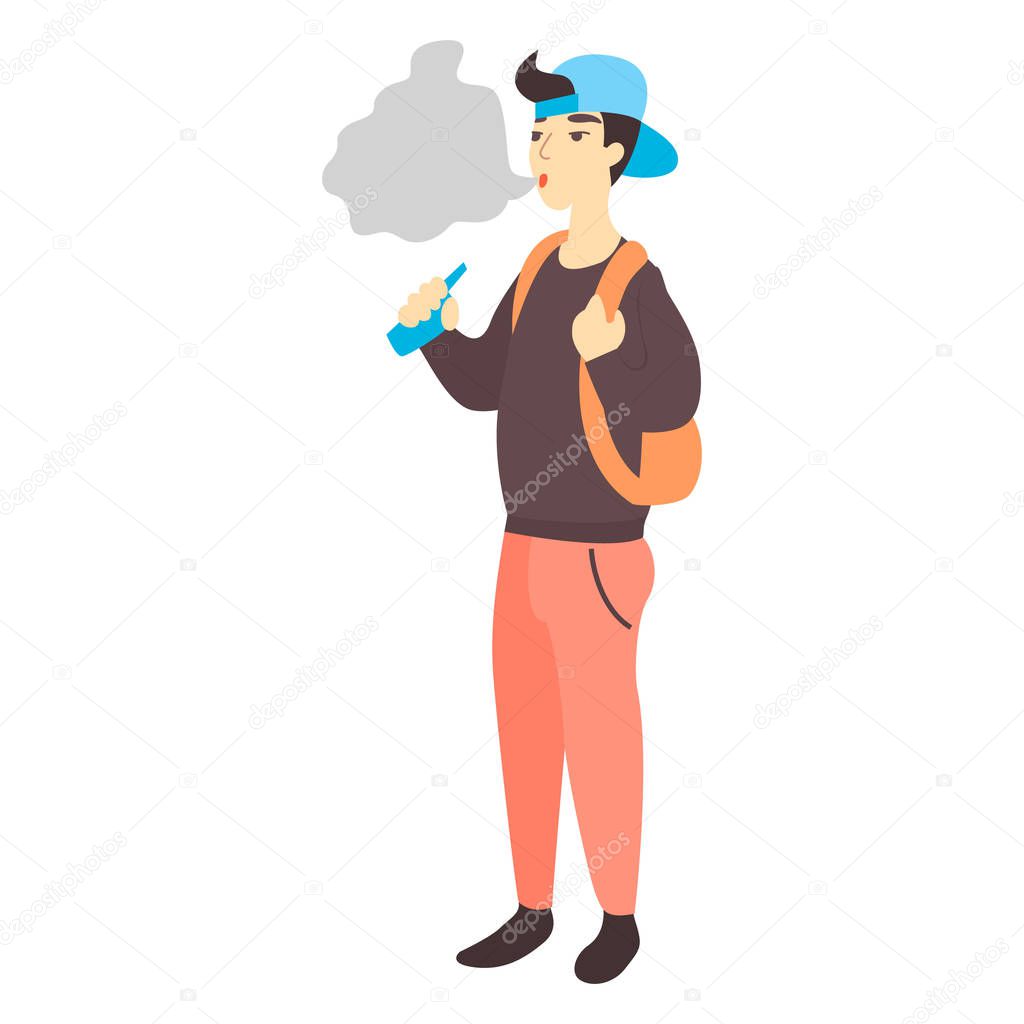 Teenager holding vape or vaporizer.