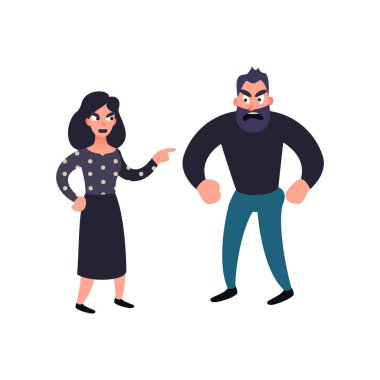 Erkek ve kadın çatışma. Aile kavga. 