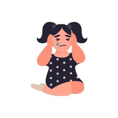 Alt katta oturan ve ağlama. 