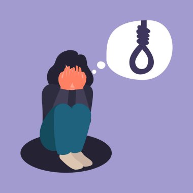 Depresyon kadın sit yerde. 