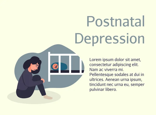Szülés utáni depresszió plakát prospektus, szórólap tervezés — Stock Vector