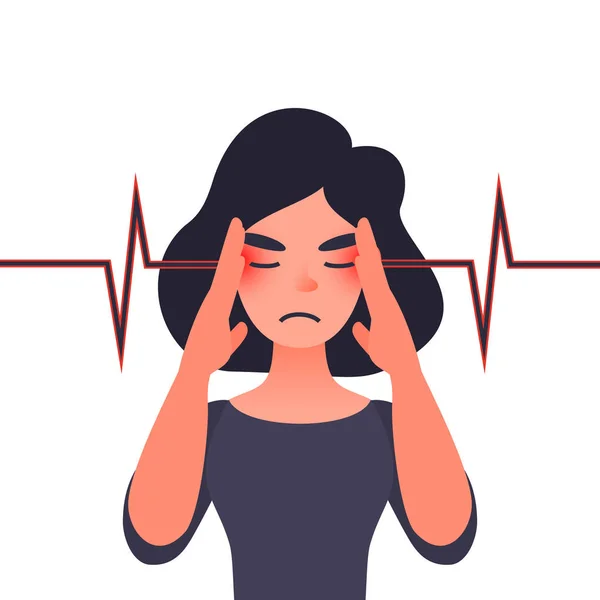 Migraña, problemas de salud y dolor en la cabeza — Vector de stock