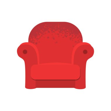 Kırmızı yumuşak koltuk. Düz retro kanepe illüstrasyon