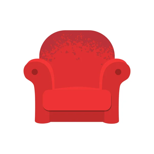 Sillón blando rojo. Ilustración plana sofá retro —  Fotos de Stock