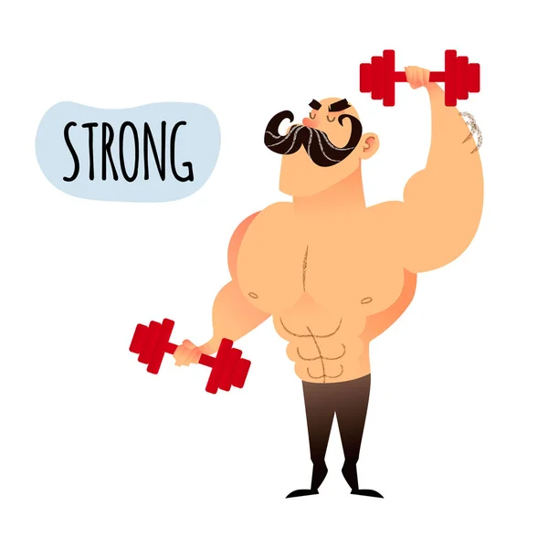 Homem forte e musculoso. Engraçado atlético fisiculturista cara . — Fotografia de Stock