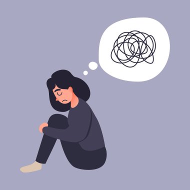 Depresyon kadın olduğun yerde. Genç kadın karışık. Anksiyete bozukluğu. Deli dağınık hattı