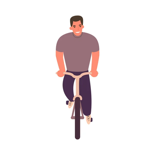 Ein Mann auf einem Fahrrad. Frontansicht. — Stockvektor
