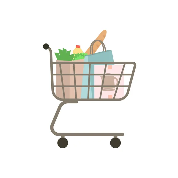 Shopping trolley full of bag and box. — Stock Photo, Image
