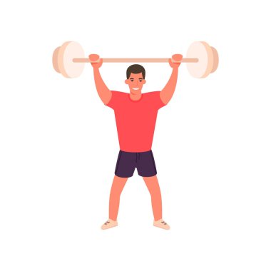 Barbell ile Karikatür kas acımasız adam. Vektör