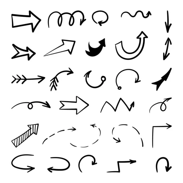 Handgezeichnetes Pfeilset. Handgezeichnete Vektorsymbole — Stockvektor