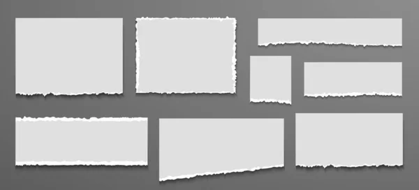 Sönderriven vit tom antecknings uppsättning. Rippat anteckningsbok papper — Stock vektor