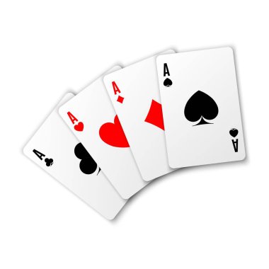 Dört as. Poker kazanan el. Kalp Ası.