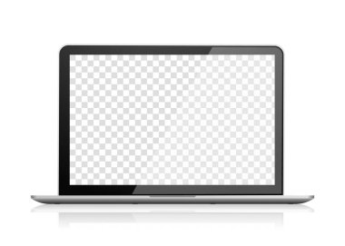 Gerçekçi dizüstü bilgisayar görüntüsü. Not defteri boş ekran