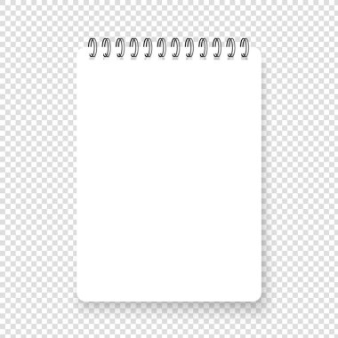 Vertical realistic spiral notepad. Blank notebook. Top view