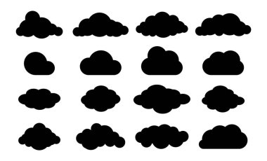 Clouds silhouette. Cloud flat set. Heaven logo.