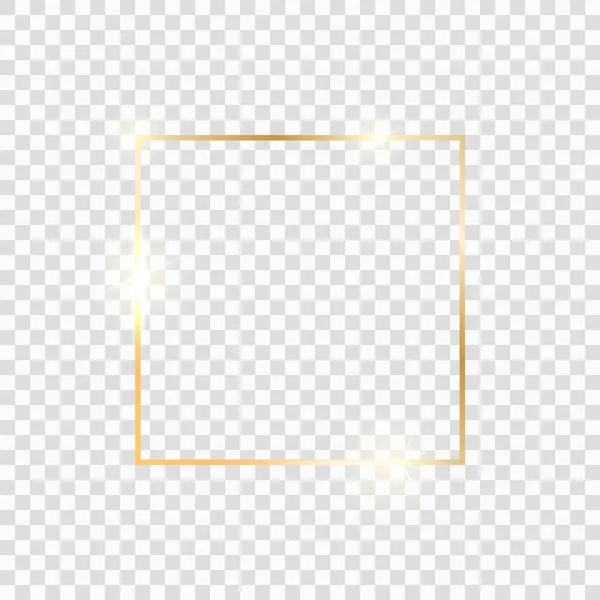 Gold square frame. Golden luxury glow line border — ストックベクタ