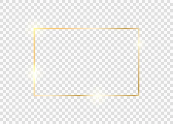 Gold square frame. Golden luxury glow line border — Stock Vector