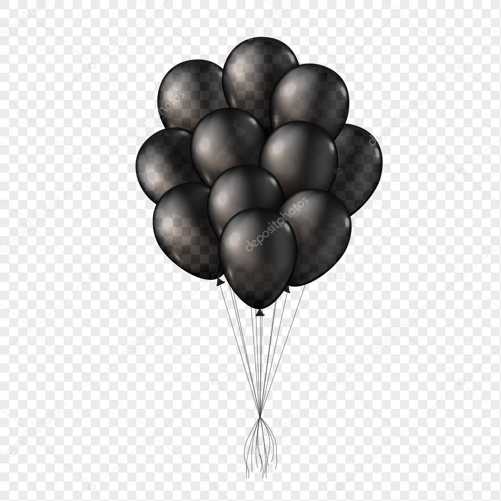 Black transparent 3D ballons. Black friday concept