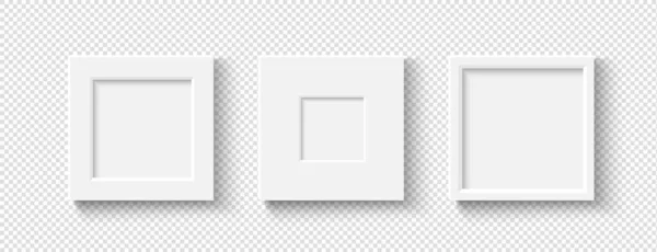 Tomma vita bildrutor inställda. Square elegant plactic eller trä ram. — Stock vektor
