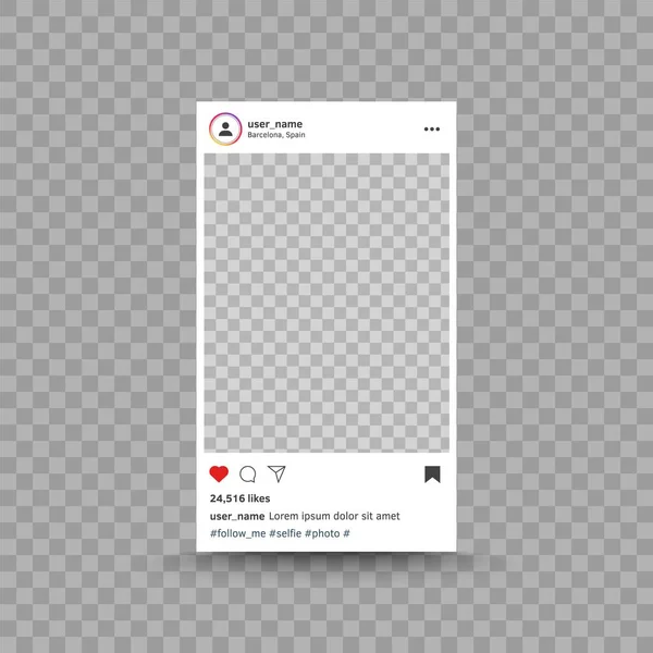 Fotoğraf çerçevesi Instagram 'dan ilham alınmıştır. Arayüz şablonu gönder. Sosyal medya modern Ui tasarımı. Vektör fotoğraf çerçevesi kavramı