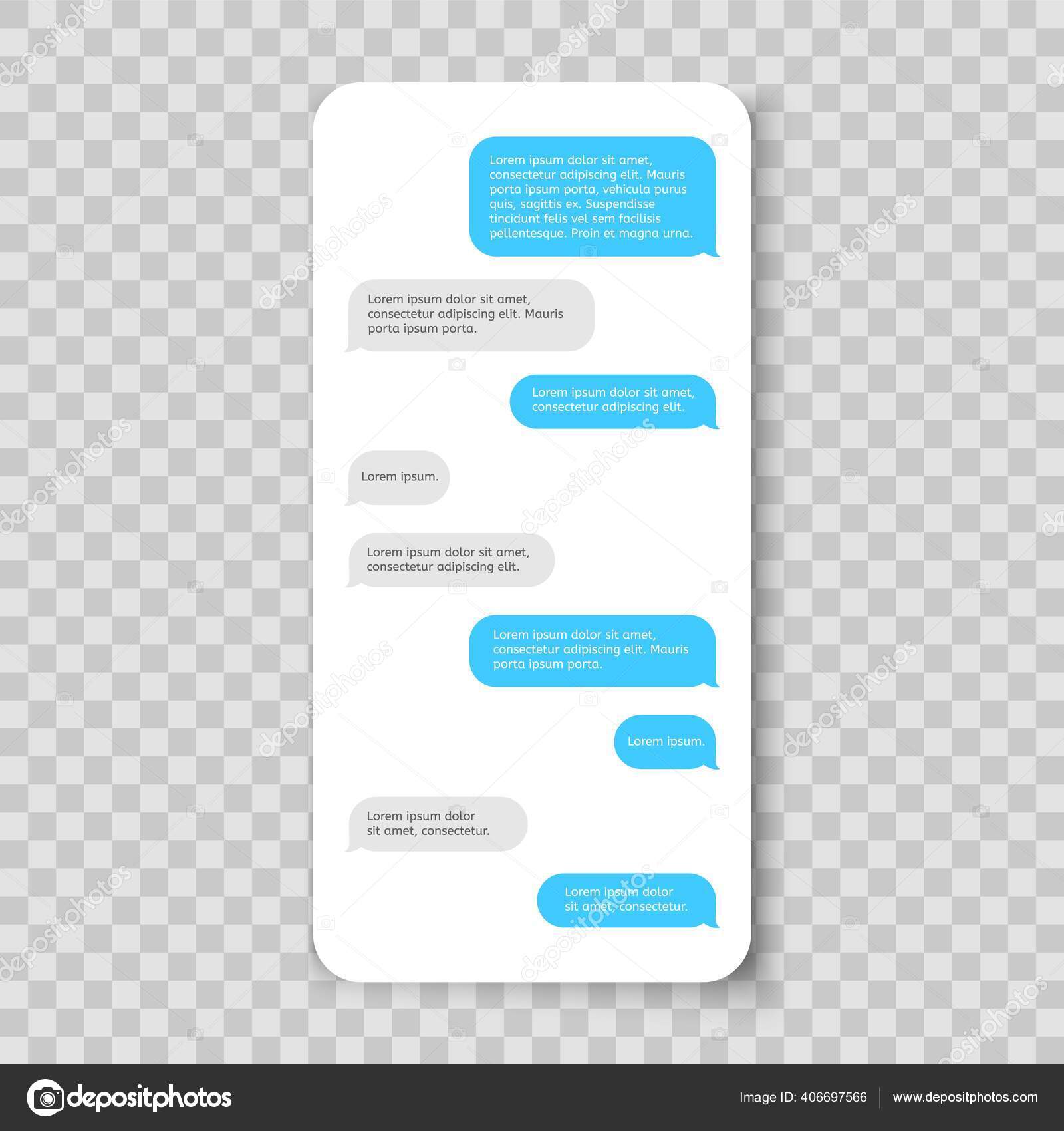 Мобильный Чат. Шаблон Посланника. Сообщение На Смартфоне Векторное.