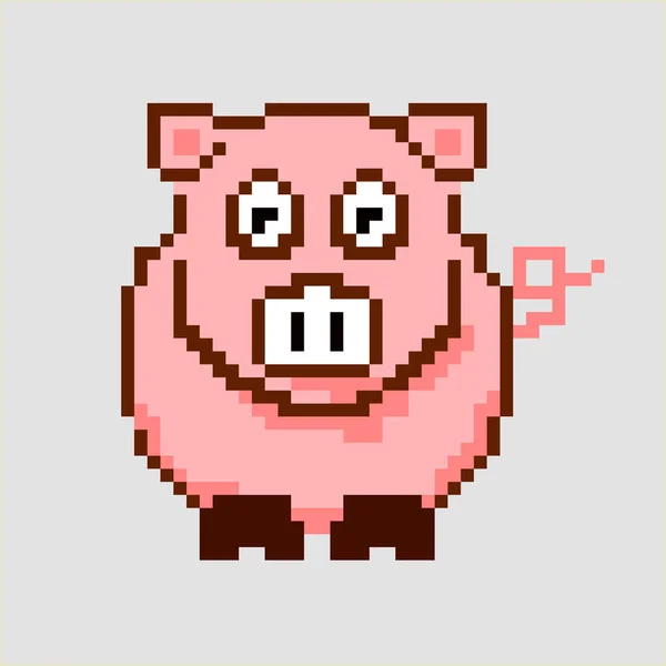 Vector Illustration Pig Pixel Art Pink Pig — Stock Vector