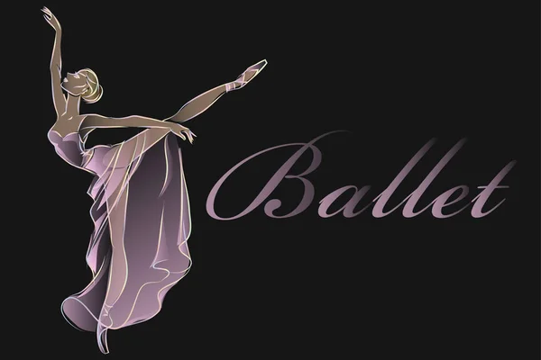 Ballet bailarina de moda banner plantilla negro diseño — Archivo Imágenes Vectoriales