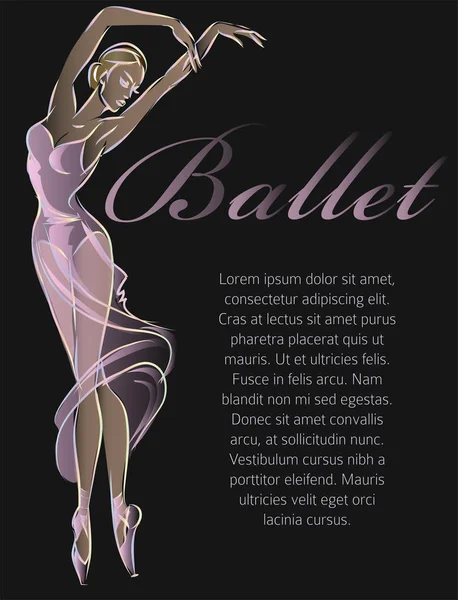 Balettdansare Fashion banner mall svart design — Stock vektor