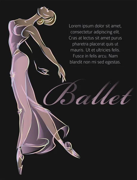 Ballet bailarina de moda banner plantilla negro diseño — Archivo Imágenes Vectoriales