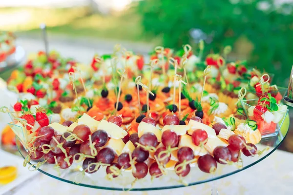 Background Party Appetizers Wooden Sticks — Stock Photo, Image