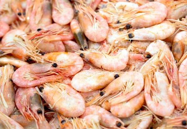 Close Boiled Tasty Shrimps Heap — Stock Photo, Image