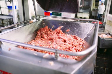 Öğütücüdeki et. Et endüstrisi..