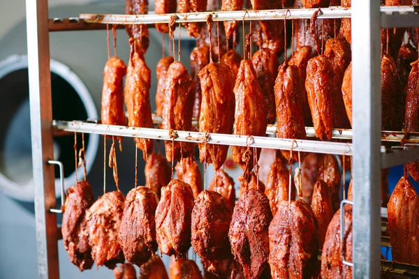 Gerookte Ham Oven Worst Productie Fabriek — Stockfoto