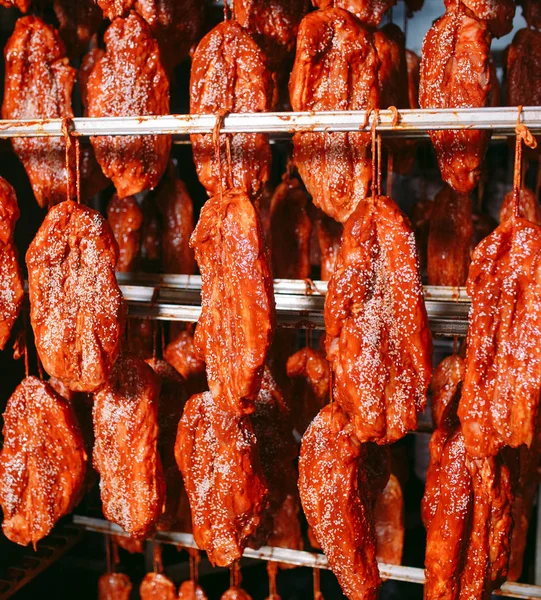 Gerookte Ham Oven Worst Productie Fabriek — Stockfoto